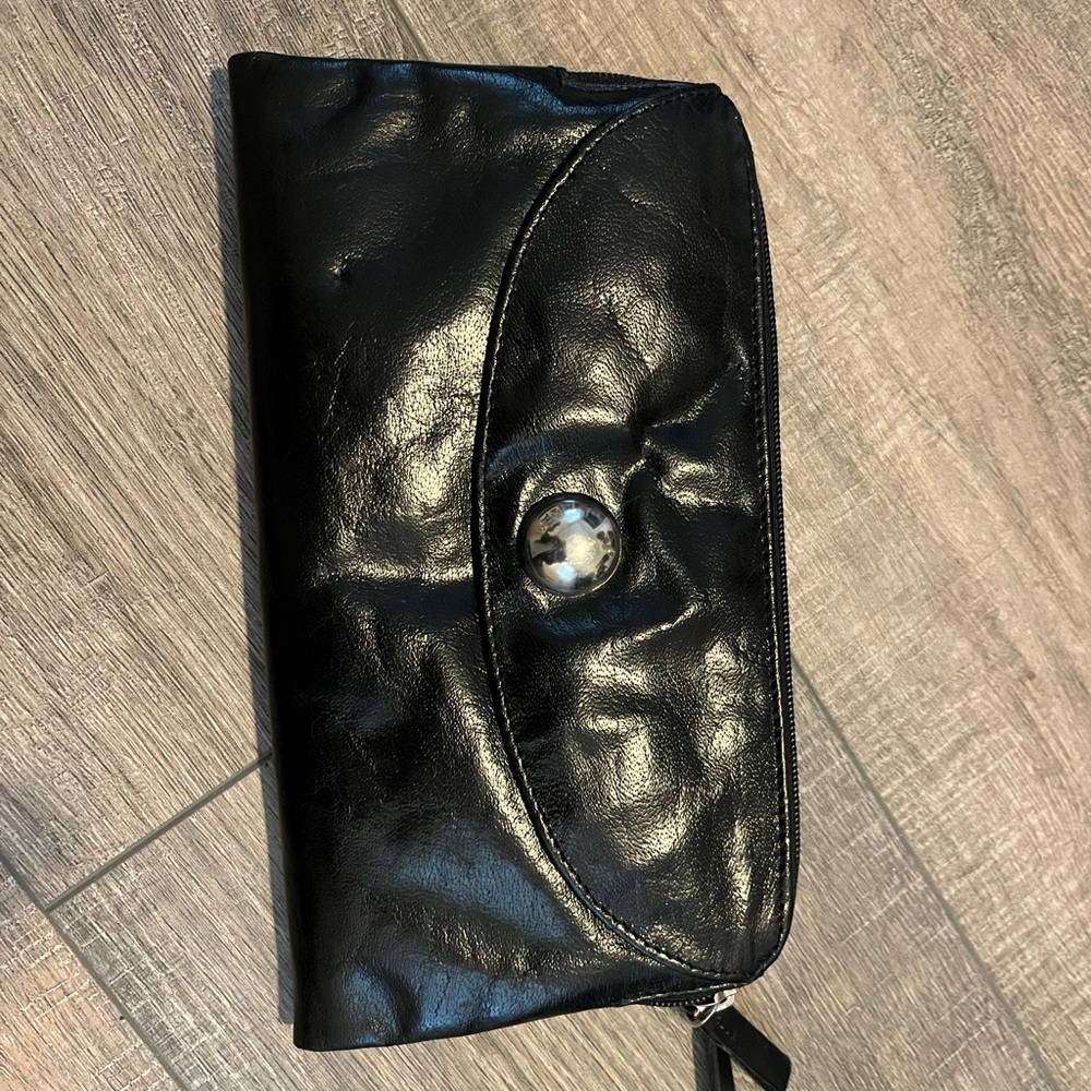 Large Latico Black Leather Clutch